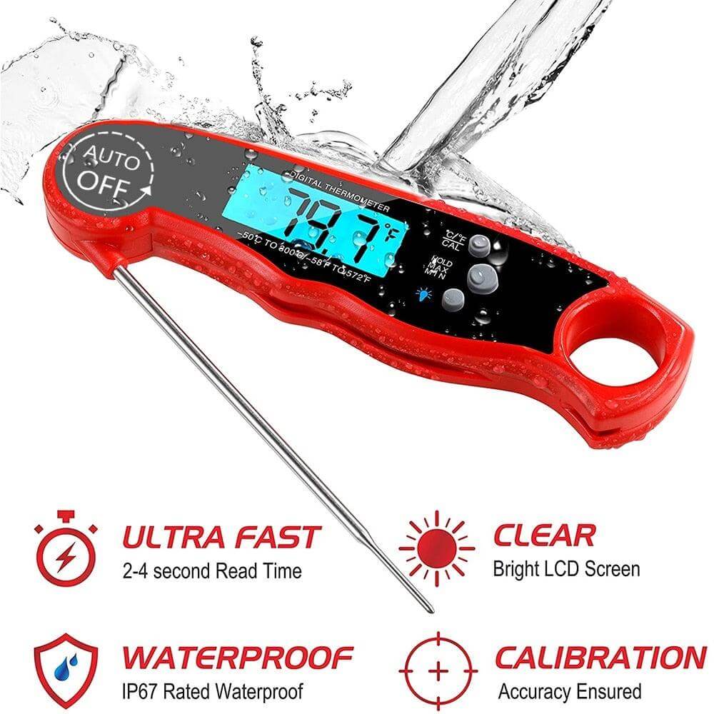 Waterproof Digital Kitchen Thermometer with LCD - Wine Drop Cookery LLC