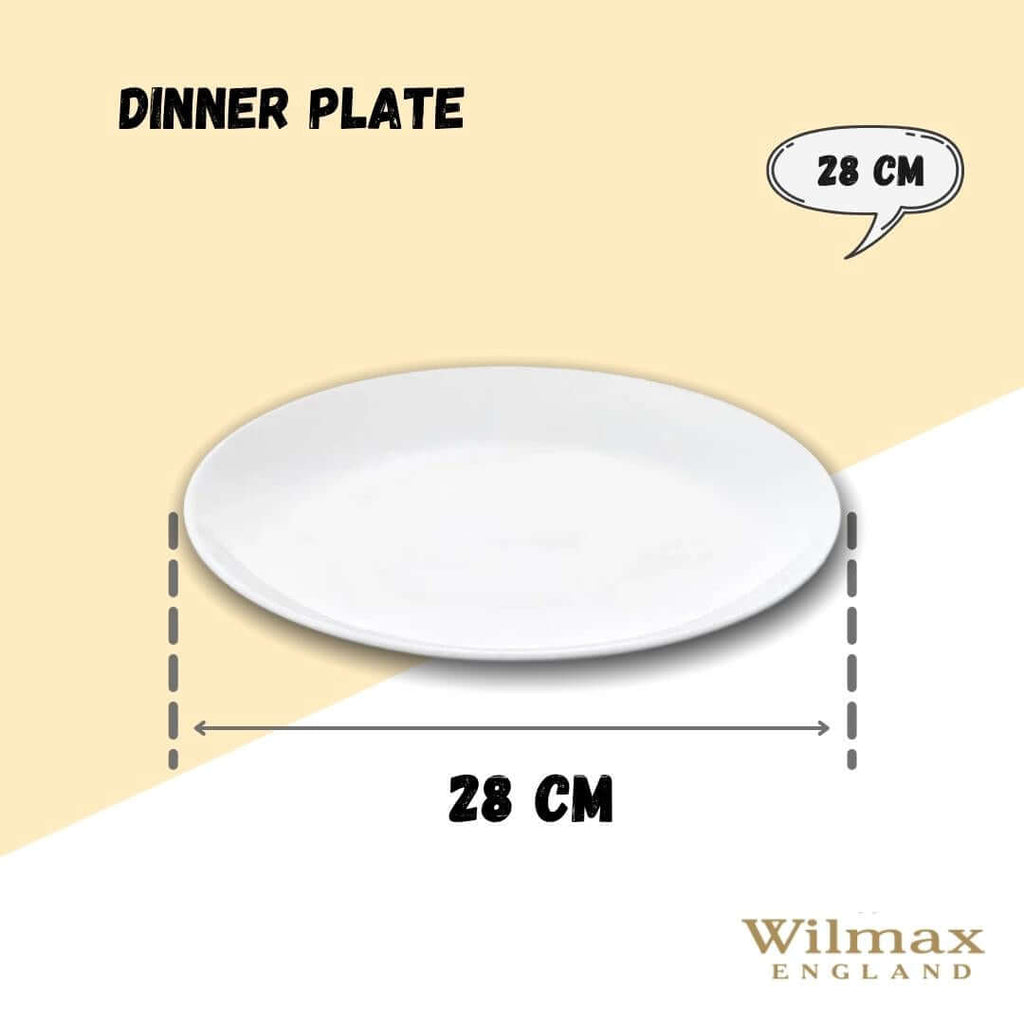 White Dinner Plate 11 inch - 28cm - Wine Drop Cookery LLC